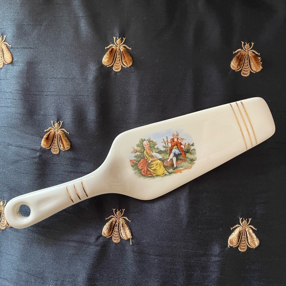 Early 1900’s Porcelain Dessert Server with Victorian Garden Setting Image